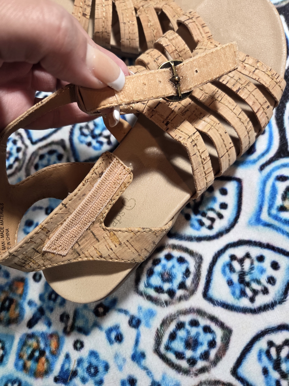 BareTraps Woven T-Strap Wedge Sandals in Tan - Picture 4 of 6